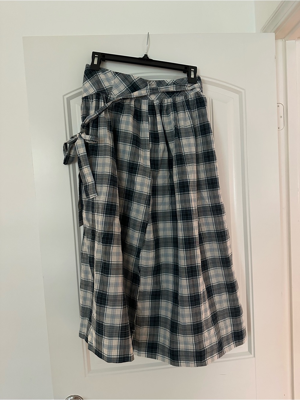 Urban outfitters Plaid Wrap Midi Skirt in Navy and White